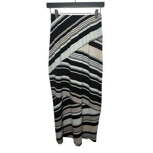 Chicos Skirt Womens Small 0 Maxi Long Pull On Striped Work Casual Fall Tan Black